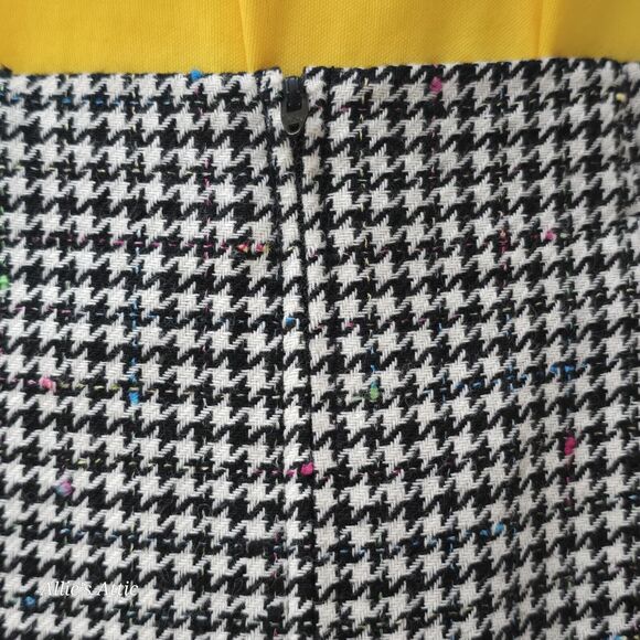 Black White Colorful Checkered Pencil Plaid Midi Skirt Norton McNaughton 8P - Picture 5 of 8